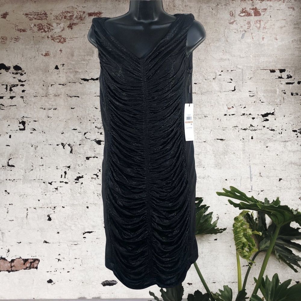 Calvin Klein NWT Ruched Cocktail Dress, Black, Size 12